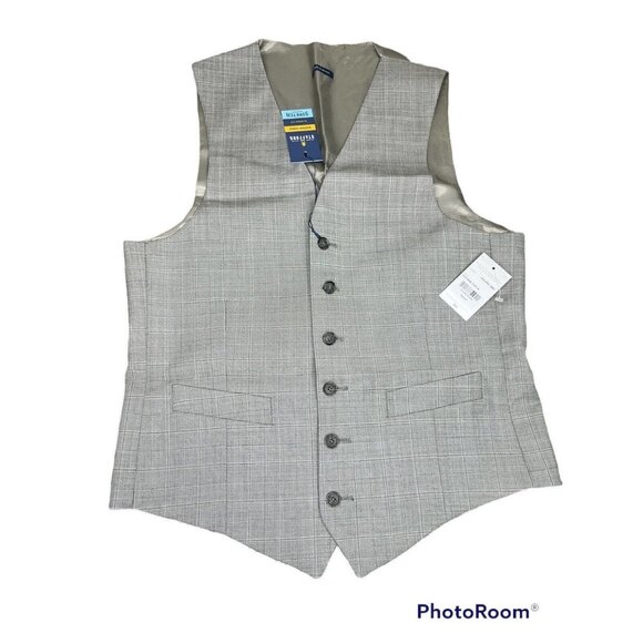 Men's Slim-Fit Plaid Vest Color Brown Check Size Small NWT - Picture 2 of 5